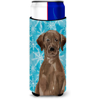 "Caroline's Treasures Chocolate Labrador Winter Decorative Can Hugger, Slim, Multicolor"