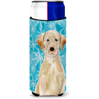 "Caroline's Treasures Yellow Labrador Winter Decorative Can Hugger, Slim, Multicolor"