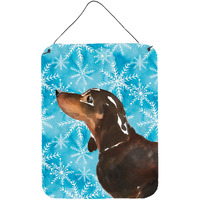 "Caroline's Treasures Black and Tan Dachshund Winter Metal Print, 16"" x 12"", Multicolor"