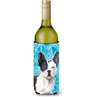"Caroline's Treasures Black White French Bulldog Winter Decorative Bottle Hugger, 750ml, Multicolor"