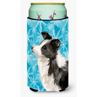 "Caroline's Treasures Border Collie Winter Decorative Can Hugger, Tall, Multicolor"