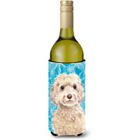 "Caroline's Treasures Champagne Cockapoo Winter Decorative Bottle Hugger, 750ml, Multicolor"