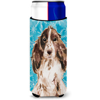 "Caroline's Treasures Brown Parti Winter Decorative Can Hugger, Slim, Multicolor"