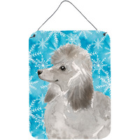 "Caroline's Treasures Grey Standard Poodle Winter Metal Print, 16"" x 12"", Multicolor"
