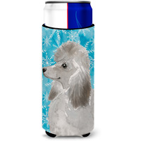 "Caroline's Treasures Grey Standard Poodle Winter Decorative Can Hugger, Slim, Multicolor"