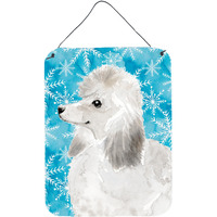 "Caroline's Treasures White Standard Poodle Winter Metal Print, 16"" x 12"", Multicolor"