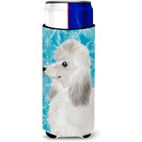 "Caroline's Treasures White Standard Poodle Winter Decorative Can Hugger, Slim, Multicolor"