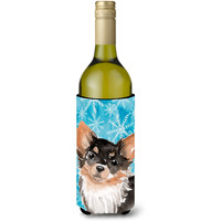 "Caroline's Treasures Long Haired Chihuahua Winter Decorative Bottle Hugger, 750ml, Multicolor"