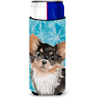 "Caroline's Treasures Long Haired Chihuahua Winter Decorative Can Hugger, Slim, Multicolor"