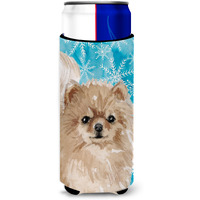 "Caroline's Treasures Pomeranian Winter Decorative Can Hugger, Slim, Multicolor"