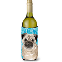 "Caroline's Treasures Fawn Pug Winter Decorative Bottle Hugger, 750ml, Multicolor"
