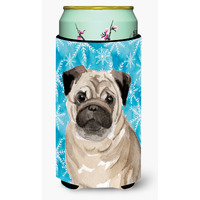 "Caroline's Treasures Fawn Pug Winter Decorative Can Hugger, Tall, Multicolor"