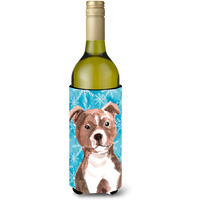 "Caroline's Treasures Red Staffie Bull Terrier Winter Decorative Bottle Hugger, 750ml, Multicolor"