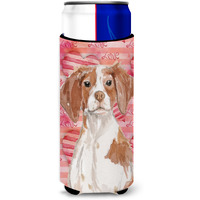 "Caroline's Treasures Brittany Spaniel Love Decorative Can Hugger, Slim, Multicolor"