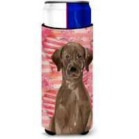 "Caroline's Treasures Chocolate Labrador Love Decorative Can Hugger, Slim, Multicolor"