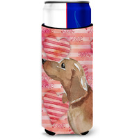 "Caroline's Treasures Red Tan Dachshund Love Decorative Can Hugger, Slim, Multicolor"