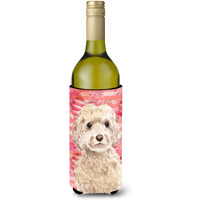 "Caroline's Treasures Champagne Cockapoo Love Decorative Bottle Hugger, 750ml, Multicolor"