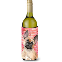 "Caroline's Treasures Fawn French Bulldog Love Decorative Bottle Hugger, 750ml, Multicolor"