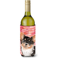 "Caroline's Treasures Long Haired Chihuahua Love Decorative Bottle Hugger, 750ml, Multicolor"