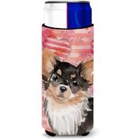 "Caroline's Treasures Long Haired Chihuahua Love Decorative Can Hugger, Slim, Multicolor"