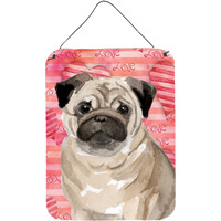 "Caroline's Treasures Fawn Pug Love Metal Print, 16"" x 12"", Multicolor"