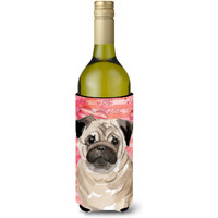 "Caroline's Treasures Fawn Pug Love Decorative Bottle Hugger, 750ml, Multicolor"
