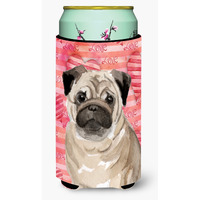 "Caroline's Treasures Fawn Pug Love Decorative Can Hugger, Tall, Multicolor"