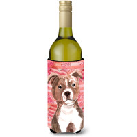 "Caroline's Treasures Red Staffie Bull Terrier Love Decorative Bottle Hugger, 750ml, Multicolor"