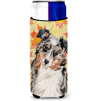 "Caroline's Treasures Australian Shepherd Fall Decorative Can Hugger, Slim, Multicolor"