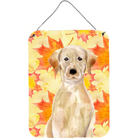 "Caroline's Treasures Yellow Labrador Fall Metal Print, 16"" x 12"", Multicolor"