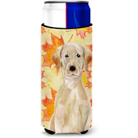 "Caroline's Treasures Yellow Labrador Fall Decorative Can Hugger, Slim, Multicolor"