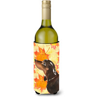 "Caroline's Treasures Black and Tan Dachshund Fall Decorative Bottle Hugger, 750ml, Multicolor"