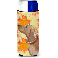 "Caroline's Treasures Red Tan Dachshund Fall Decorative Can Hugger, Slim, Multicolor"