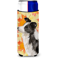 "Caroline's Treasures Border Collie Fall Decorative Can Hugger, Slim, Multicolor"
