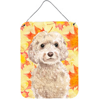 "Caroline's Treasures Champagne Cockapoo Fall Metal Print, 16"" x 12"", Multicolor"