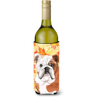 "Caroline's Treasures English Bulldog Fall Decorative Bottle Hugger, 750ml, Multicolor"