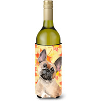 "Caroline's Treasures Fawn French Bulldog Fall Decorative Bottle Hugger, 750ml, Multicolor"