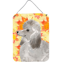 "Caroline's Treasures Grey Standard Poodle Fall Metal Print, 16"" x 12"", Multicolor"