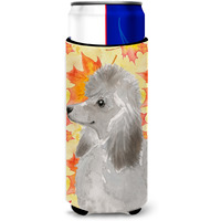 "Caroline's Treasures Grey Standard Poodle Fall Decorative Can Hugger, Slim, Multicolor"