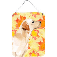 "Caroline's Treasures Yellow Labrador #2 Fall Metal Print, 16"" x 12"", Multicolor"