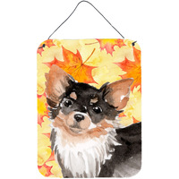"Caroline's Treasures Long Haired Chihuahua Fall Metal Print, 16"" x 12"", Multicolor"