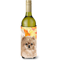 "Caroline's Treasures Pomeranian Fall Decorative Bottle Hugger, 750ml, Multicolor"