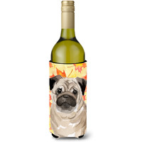 "Caroline's Treasures Fawn Pug Fall Decorative Bottle Hugger, 750ml, Multicolor"
