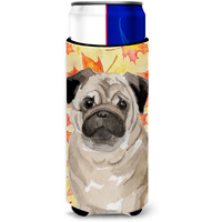 "Caroline's Treasures Fawn Pug Fall Decorative Can Hugger, Slim, Multicolor"