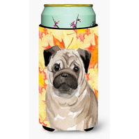 "Caroline's Treasures Fawn Pug Fall Decorative Can Hugger, Tall, Multicolor"