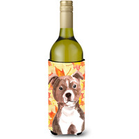 "Caroline's Treasures Red Staffie Bull Terrier Fall Decorative Bottle Hugger, 750ml, Multicolor"