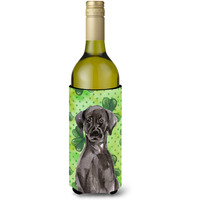"Caroline's Treasures Black Labrador St. Patrick's Decorative Bottle Hugger, 750ml, Multicolor"