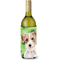 "Caroline's Treasures Wire Hair Jack Russell St. Patrick's Decorative Bottle Hugger, 750ml, Multicolor"