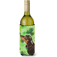 "Caroline's Treasures Black and Tan Dachshund St. Patrick's Decorative Bottle Hugger, 750ml, Multicolor"