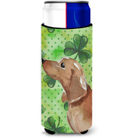"Caroline's Treasures Red Tan Dachshund St. Patrick's Decorative Can Hugger, Slim, Multicolor"